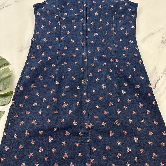 Liz Claiborne Womens Vintage Y2k Denim Dress Size 10 Blue Pink Floral Jean - Picture 8 of 9